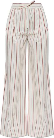 Dolce & Gabbana Broek met streepjespatroon - Dames - Wijde Broeken - Wit - M - Katoen - Broeken