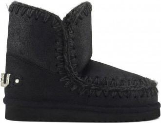 Mou Handgemaakte Eskimo laarzen met strass logo - Dames - Winterlaarzen - Zwart - 38 EU - Wol - Schoenen