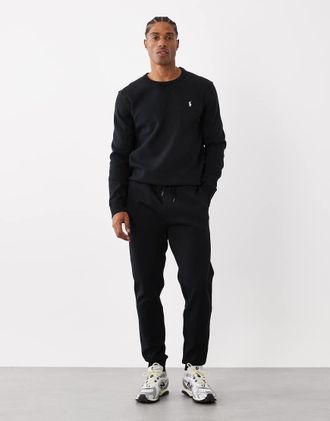 Polo Ralph Lauren Joggers tecnici in maglia doppia neri con logo-Nero
