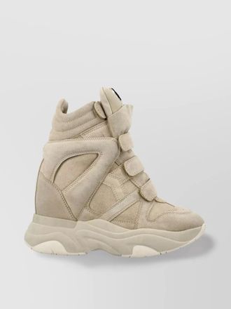 Isabel Marant leather panelled wedge hi-top sneakers