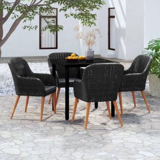 vidaXL Juego De Comedor De Jard&iacute;n 5 Piezas Con Cojines Negro Vidaxl