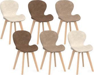 IDMarket Set Di 6 Sedie Robine In Tessuto Cinigliato Misto Color Tortora X2, Beige X2, Marrone X2
