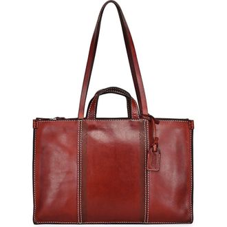 OLD TREND Freesia Genuine Leather Structured Carryall Tote in Brown at Nordstrom