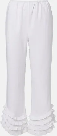 Poss&eacute; Florence ruffled linen wide-leg pants
