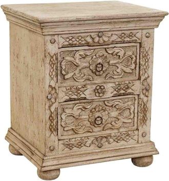 Wanderlust Deco Mesita De Madera Artesanal Beige 50x40x60h Cm