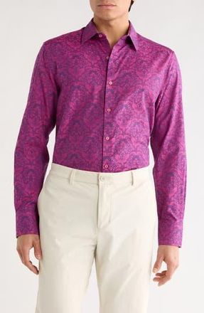 Robert Graham Bayview Cotton Button-Up Shirt in Fuschia at Nordstrom Rack, Size X-Large