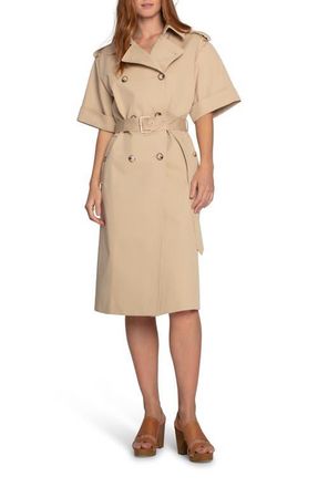 Belle & Bloom Dust & Daring Short Sleeve Cotton Blend Trench Coat in Camel at Nordstrom, Size Medium