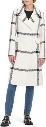 Vince Camuto Plaid Wool Blend Coat in Vanilla Plaid at Nordstrom, Size X-Large