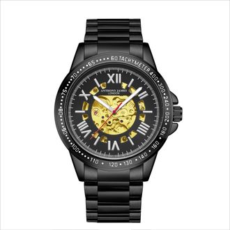 Anthony James Met de hand gemonteerd, beperkt verkrijgbaar, automatisch Techtonic Black-horloge van Anthony James