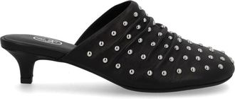 Ash Black Eloise Leather Studded Open Back Mules