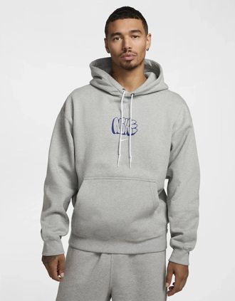 Nike Mens Nike Solo Swoosh Graffiti Hoodie Grey - Size: 42