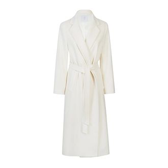 Eleventy Belted Coats, female, White, S, Long Belted Virgin Wool Coat