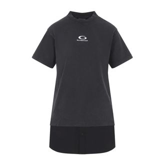 Balenciaga Short Dresses, female, Black, M, Hybrid Shirt Dress