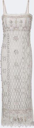 Costarellos Abito midi Leona in pizzo con perline