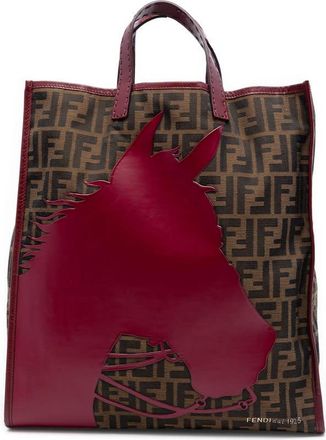 Fendi Pre-owned Fendi Zucca Canvas Selleria Horse Shopping Tote Ladies RXGB9PGK4423SC2Y