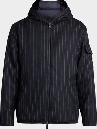 Moncler Men & apos;s Ceze Reversible Pinstripe Wool Down Jacket
