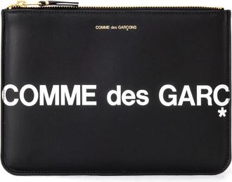 Comme Des Gar&ccedil;ons Huge Logo Wallet - Dames - Clutches - Zwart - ONE Size - Leer - Tassen