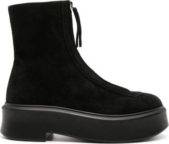The Row flatform suede ankle boots - women - Rubber/Suede/Calf Leather - 38 - Black