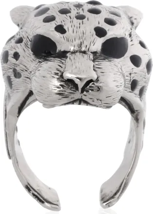 Roberto Cavalli Antique Silver-Tone Panther Statement Ring, Size 18