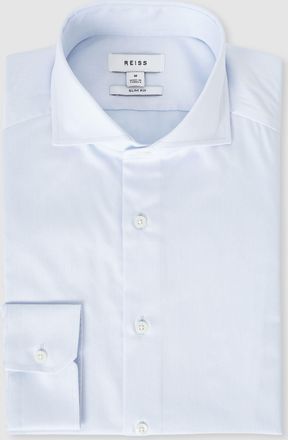 Reiss Storm Mens Light Blue Cotton Twill Slim Fit Shirt, Size: XS- Resort & Holiday Wear