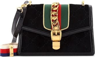 Gucci Sylvie Shoulder Bag GG Velvet Small crossbody bag - Nero