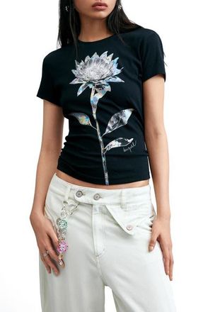 Desigual Flower Graphic T-Shirt in Black at Nordstrom, Size X-Large