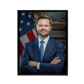 Artery8 United States 50th Vice President JD Vance Framed Canvas Wall Art Print in Blue | Size: W24 x H32