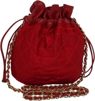 Chanel Pre-owned Bucket Bags, female, Red, Size: ONE SIZE Pre-owned Satin Bucket Bag