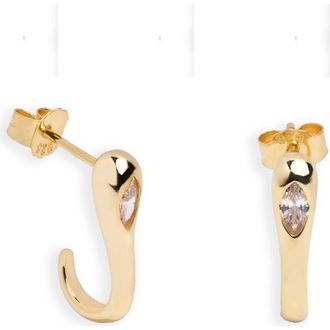 Argento Vivo Cubic Zirconia J Hoop Earrings in Gold at Nordstrom