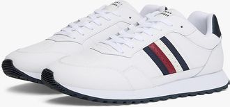 Tommy Hilfiger Mens Signature Stripe Leather-Mix Sneaker - White - US 11.5 / EU 45
