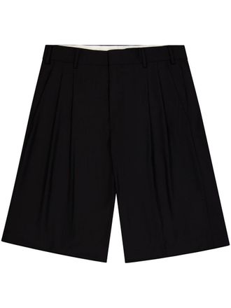 Laneus Black Virgin Wool Bermuda Shorts