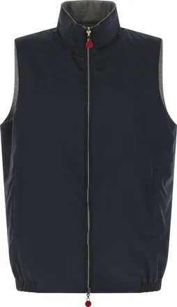 Kiton Blue Cotton Sleeveless Mens Jacket