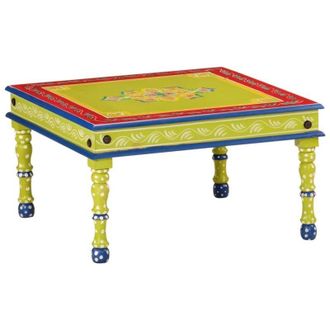 vidaXL Tavolino Salotto Verde Dipinto a Mano Legno Massello di Mango - Vidaxl