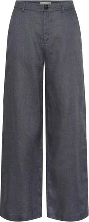 Part Two Wijde Linnen Broek - Dames - Wijde Broeken - Blauw - L - Linnen - Broeken