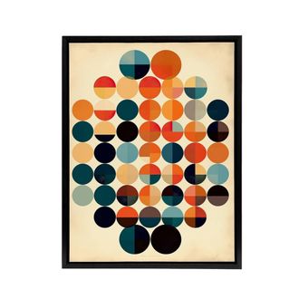 Artery8 Minimalist Circles Bauhaus Geometric Framed Canvas Wall Art Print | Size: W24 x H32