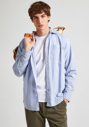 Pepe Jeans London Langarmhemd PEPE JEANS Pepe Hemd PRINCE, Herren, Gr. XXL, N-Gr, blau (oxford blau), Web, Obermaterial: 100% Baumwolle, unifarben, regular fit, Hemden 