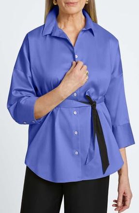 Foxcroft Avery Stretch Button-Up Shirt in Lapis at Nordstrom Rack, Size X-Large