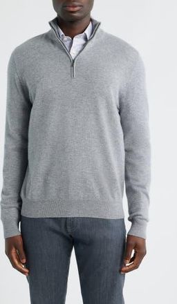 Nordstrom Quarter Zip Cashmere Sweater in Grey December Heather at Nordstrom Rack, Size Large