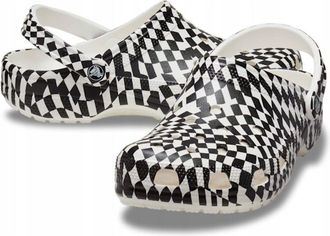 OEM Zueco Crocs Classic Warped Checker 211007 M5 I Eu 3738 I W7 Blanco Y Negro