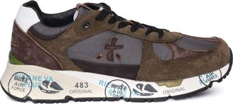 Premiata Sporty Calf Leather and Nylon Sneakers with Unique Printed Sole