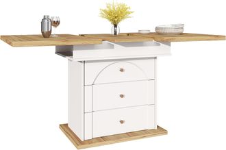 STILVORA Mesa De Comedor Extensible 110-140 X 80 Cm, Con Almacenaje Oculto Y Puerta Abatible, Mdf, Blanco