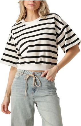 Minus Tops, Dames, Wit, L, Ecru korte mouw sweatshirt