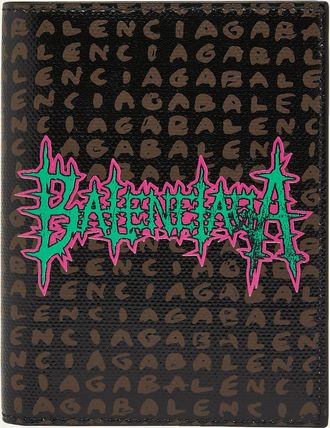 Balenciaga Mens Snob Allover Logo Passport Wallet