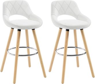 Woltu Woltu 2x Taburetes De Bar Con Respaldo Sillas De Cocina Juego De 2 Taburetes Altos Cocina Marco De Madera Maciza Imitaci&oacute;n De Cuero Silla De Dise&ntilde;o Ma