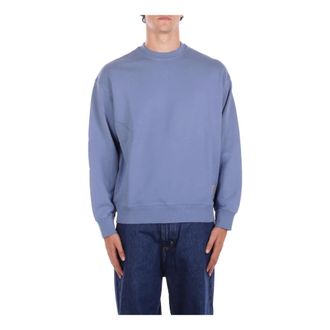 Carhartt Work in Progress Sweatshirts, male, Blue, S, Logo Front Jumper