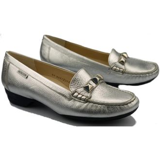 Mephisto Zilveren Leren Ballerinas - Dames - Loafers - Grijs - 37 1/2 EU - Leer - Schoenen