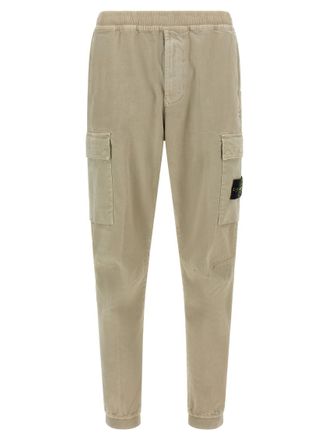 Stone Island Beige Tapered Logo Pants