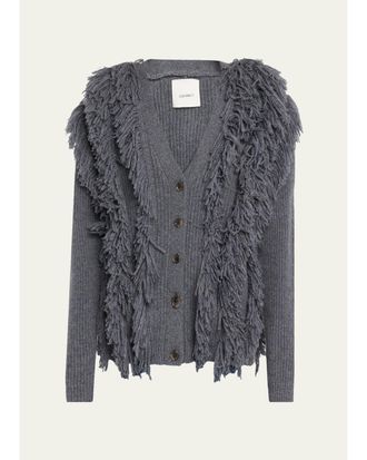 Lisa Yang Soreia Cashmere Fringe V-Neck Cardigan