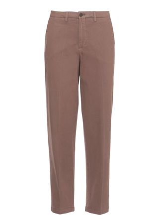 BRIGLIA 1949 Brown Jeangw Cotton-Blend Straight-Leg Pants
