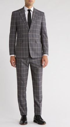 English Laundry Trim Fit Plaid Two-Piece Suit in Brown at Nordstrom Rack, Size 48 Regular